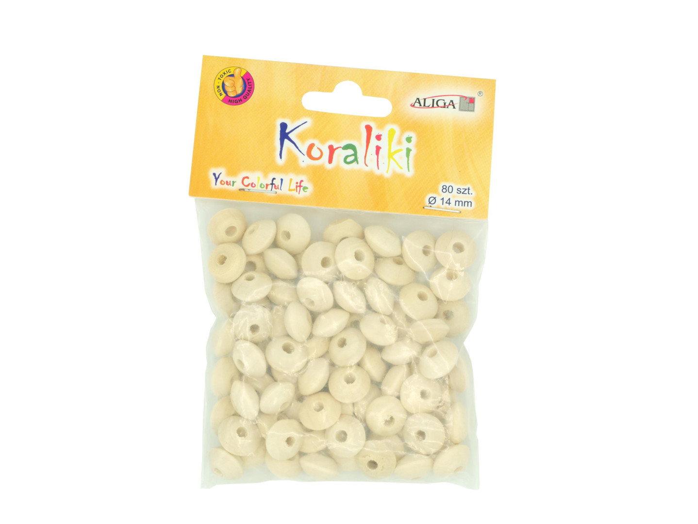 Koraliki drewniane płaskie 14mm 80szt. PJ-0782 Aliga